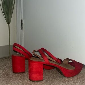 Open Toed Red Platform Heel